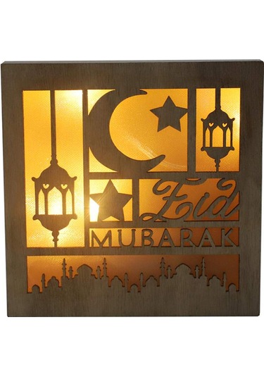 Symbee Muslim Bayramı Dekorasyonu Ahşap Aydınlatmalı Yıldız Mevki Mimari Tasarımı Ev Dekoru Hediye - Jm01935 Siyah