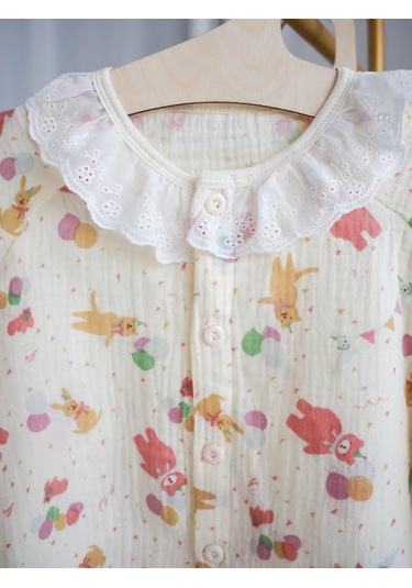 Desenli Çocuk Müslin Pijaması Ayıcıklar 389116453 Bej