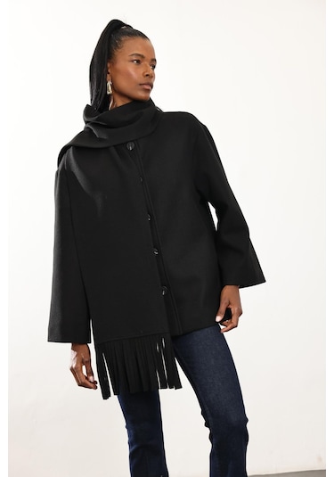 Siyah Atkılı Kaşe Mont D99800 Siyah