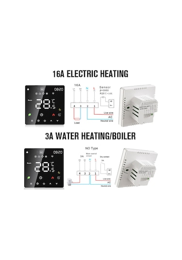 Gajeena Akıllı Programlanabilir Led Ekranlı Elektrikli Yerden Isıtma Termostatı - Çocuk Kilidi Ve Wifi Kontrol