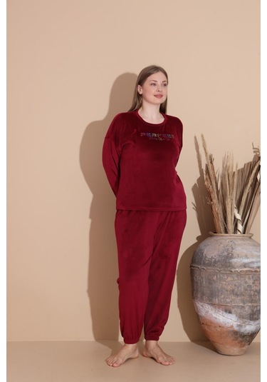 Boyraz Kadın Kışlık Fransız Kadife Büyük Beden Bisiklet Yaka Uzun Kol Pijama Takımı 03148 - 1 Adet Bordo Boyraz Kadın Kışlık Fransız Kadife Büyük Beden Bisiklet Yaka Uzun Kol Pijama Takımı 03148 - 1 Adet Bordo