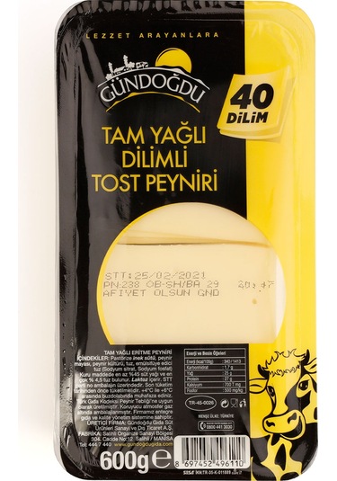 Gündoğdu Dilimli Tost Peyniri 600 G