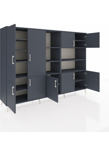 Hyperion Dolap 14 Raflı 9 Kapaklı 220x44x163 Antrasit-antrasit Antrasit-antrasit