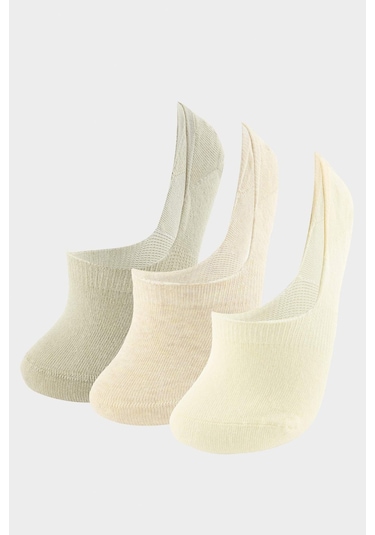 Defacto Kadın Görünmez 3lü Pamuklu Babet Çorap T6922aznsyl73 Sarı