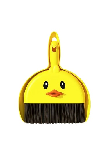 Fosenze Küçük Sarı Ördek Desenli Süpürge Ve Kömürlük Seti, Ev Temizliği İçin Eğlenceli Ve Dayanıklı, Çocuk Dostu, Ev Dekorasyonuna Renk Katıyor