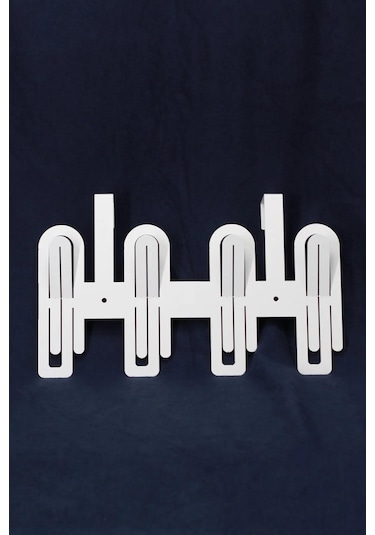 Modern Desenli Metal Kapı Arkası Askılığı Beyaz Beyaz