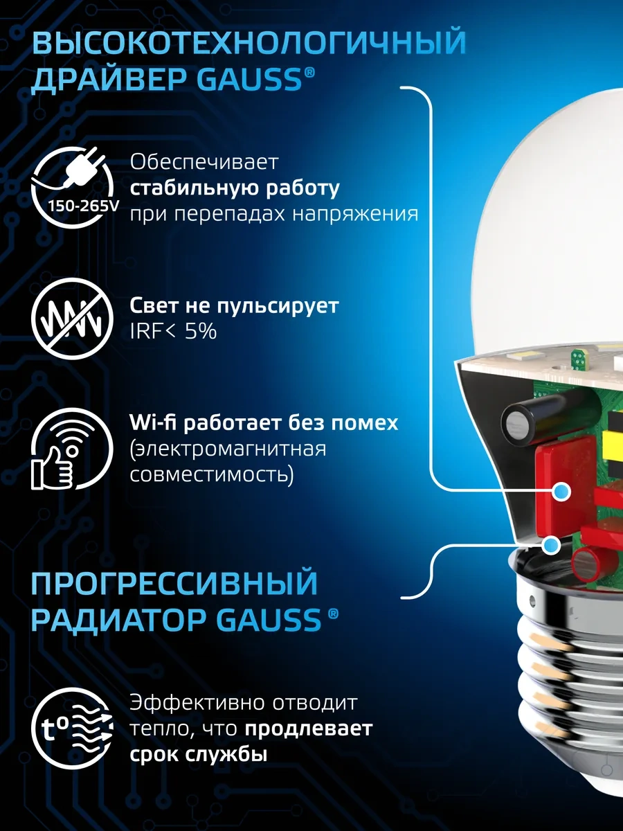 Gauss E27 Ampul Küre 9.5w 6500k Soğuk Işık 10 Adet Led 158442285