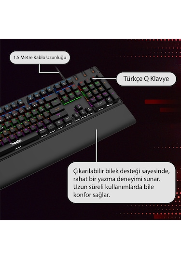 Node Game Nova ND-MK-104BB RGB Kablolu Oyuncu Mekanik Klavye