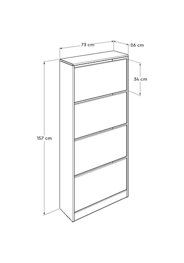 Flat Duo 4 Katlı Geniş Ayakkabılık Dolabı - Beyaz