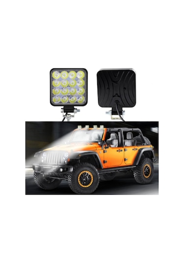 16 Led Kare Off Road Iş Makinası Çalışma Lambası Sis Farı