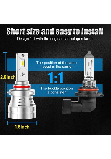 Xiyyadms 9005/hb3 200% Süper Parlak Araba Led Far Ampulü, 100w 6000k Ip68 Su Geçirmez, Tak Çalıştır, 2'li Paket