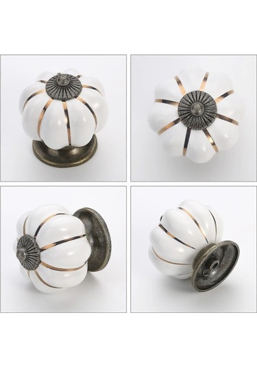 Adet Seramik Düğmeler Vintage Düğme Çekmece Kulpu Balkabağı Şeklinde Çekmece Kulpu Mobilya Kapı Dolap Gardırop Şifonyer Dekoratif