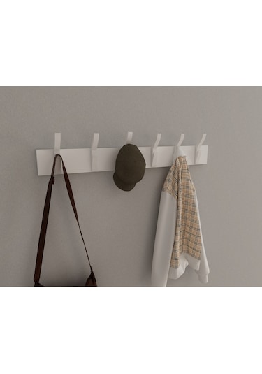 Hepsi3boyutlu Modern Duvar & Kapı Kanca Askılık - 6 Adet Beyaz Kanca Askılık - Model No : 3 Beyaz