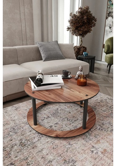 Hole Yuvarlak Orta Sehpa Ceviz Ceviz