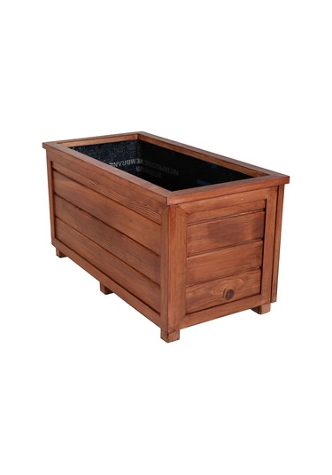 Kaf Ahşap Dekoratif Ahşap Saksı - Uzun / Maun