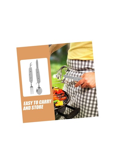 2 Adet Açık Hava Çok Amaçlı Sofra Takımı Taşınabilir Gereçler Piknik Çatal Bıçak Takımı Kamp Kaşık Çatal Katlanabilir Çatal Diğer