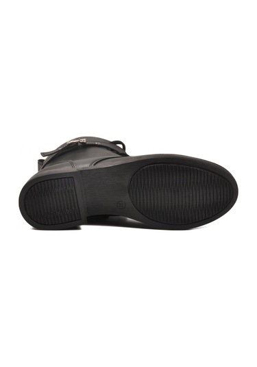 Siyah Cilt Kaymaz İçi Polarlı Fermuarlı Kadın Bot 209151 Z Siyah