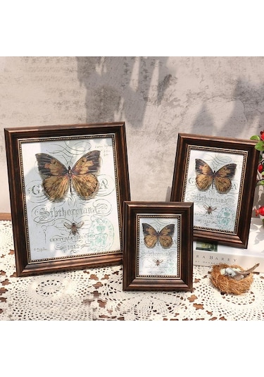 Tavuskuşu Mavisi Retro Tarzı Ev Fotoğraf Çerçevesi Masaüstü Süsleri Resim Çerçevesi Dekoratif Arka Plan Duvar 8.9x12.7cm