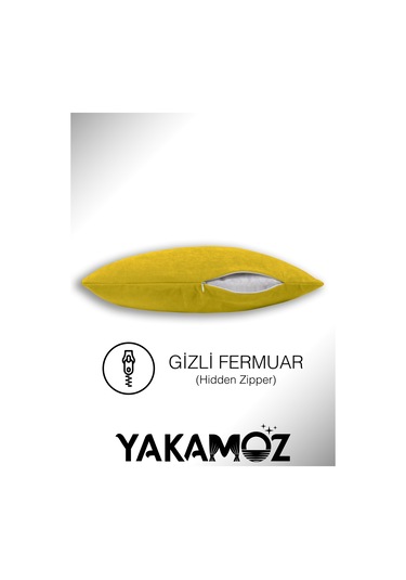 Br Yakamoz Güneş Sarısı Kırlent , Yastık Kılıfı Kadife Görünümlü Velvet Touch Serisi Güneş Sarısı