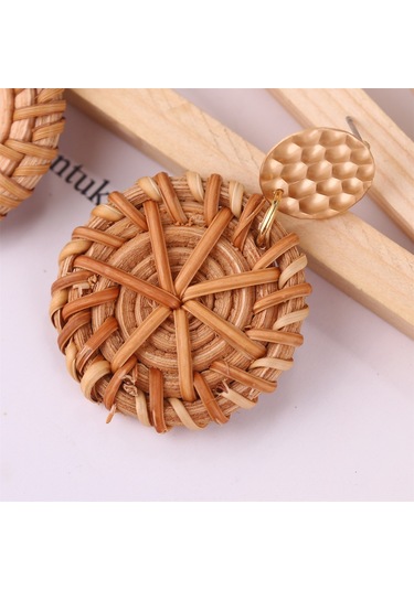 E2002-6 Knock Pattern Deep Cake Bamboo Vine Handmade Woven Earrings Bosomia Style Earrings Gümüş