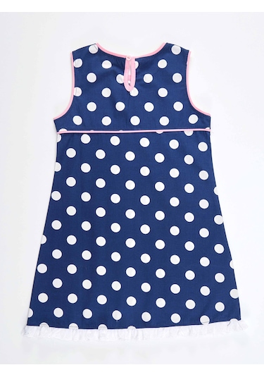 Denokids Tombiş Kedi Kız Poplin Elbise Lacivert