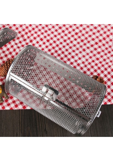Neevoyu Fırın Uyumlu Paslanmaz Çelik Döner Kavurma Kafesi - Fıstık, Fındık, Kestane, Kuruyemiş Pişirme Aleti 18x12cm Diğer