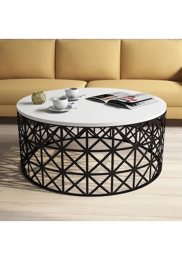 Selin Metal Ferforje Orta Sehpa - Beyaz