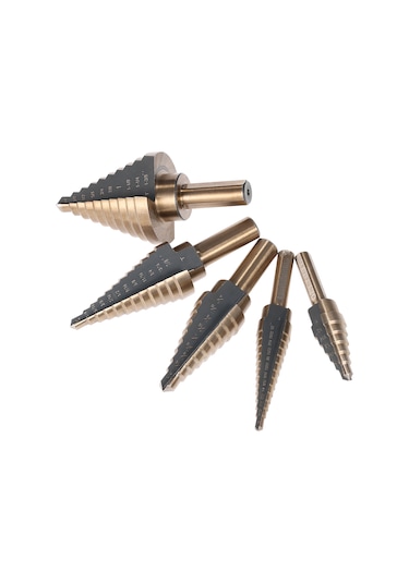 Yunboo 5 Parça İngiliz Standardı Merdiven Matkap Seti, Çelik Levha Delme, Farklı Boyutlu Adımlı Matkaplar, Opp Paketli