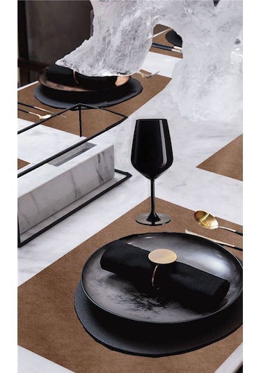 6'lı Kadife Dokulu Servis Peçetesi Açık Kahve Açık Kahverengi