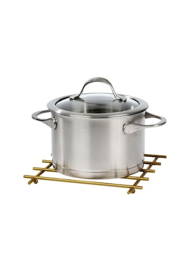 Edora Home Gold Düz Çubuklu Nihale, Altlık - Metal Paslanmaz