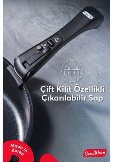 Ceraware Hona Daily 9 Parça Tak Çıkar Saplı Iç Içe Geçebilen Seramik Yapışmaz Tencere Tava Seti Siyah