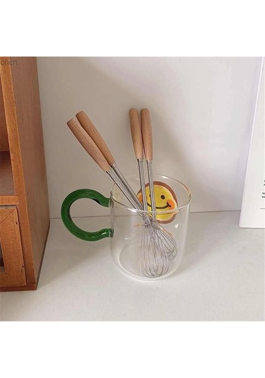 Yunboo Ahşap Saplı Paslanmaz Çelik Mini Kek Çırpıcı - 20.5 Cm, Evde Pastane Kalitesi Karışımlar Diğer