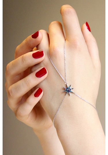 925 Ayar Gümüş Renkli Taşlı Kutup Yıldızı Şahmeran - 45059001 Gümüş