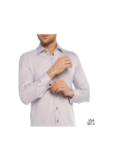 19 Renk * Micro Kumaş Kol Düğmeli Slim Fit Düz Renk Erkek Gömlek Beyaz