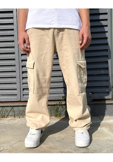Bpm Premium Baggy Kargo Pantolon Bej 001