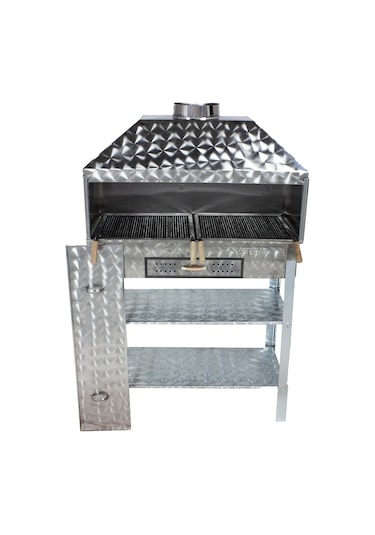 Metehan MTH-210 Geniş Aile Boy - Davlumbazlı - Maltız Izgaralı - 2 Tekerlekli Mangal