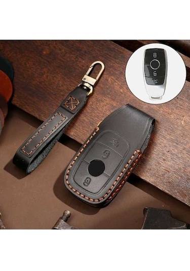 Novahub Yeni Mercedes-benz E300l Anahtar Kılıfı - Sığır Derisi Korumalı Siyah