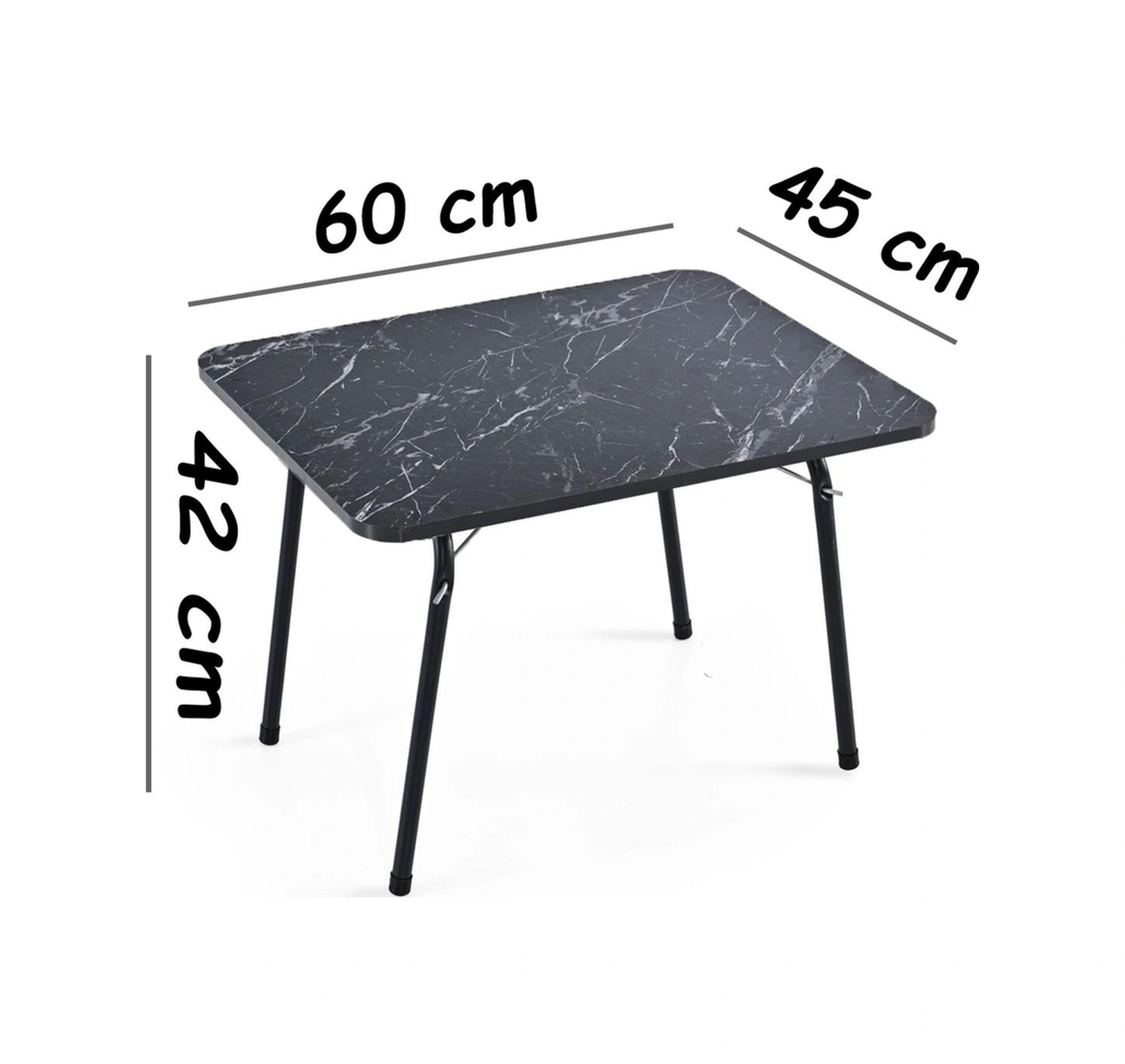 Exent 45x60 Cm Kamp Sehpası + 3 Adet Mavi Tabure Piknik, Bahçe Balkon Sehpası Katlanır Sehpa-me-3m Çok Renkli