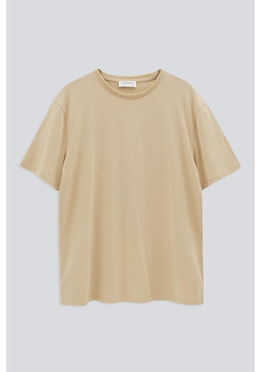 BASKILI BASIC KISA KOL T-SHIRT AÇIK KAHVE Açık Kahverengi
