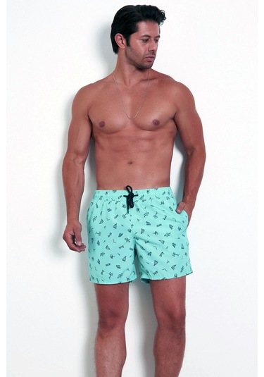 Enrico Ferry Erkek Aqua Hızlı Kuruyan Baskılı Deniz Şortu Edy2590 Aqua