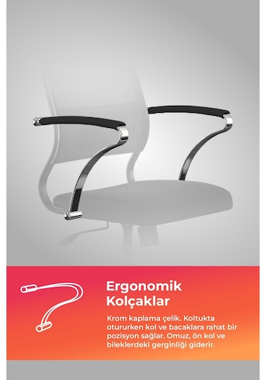 Ergolife Sit Air Ofis Koltuğu Krom Ayaklı, Yükseklik Ayarlı, Fileli, Bilgisayar Sandalyesi -572.5f.1.2a2 Çok Renkli