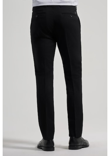 İmza Siyah Esnek Yandan Cepli Slim Fit Classic Pantolon 1003250106 Siyah
