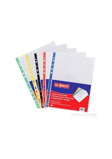 CRISTAL POŞET DOSYA GLOBOX 25'Lİ KENARI RENKLİ A4 6731
