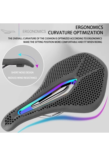 Sones Promend Sd-577 Bisiklet Petek Biyonik Yapılı Sele İçi Boş Çelik Yay Nefes Alabilen Konforlu Sele, Beden: M Siyah Yüzey Renkli Kabuk Tabanı