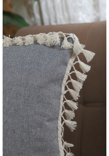 Dnc Home Tekstil Ndchome Gri Antrasit Ponponlu Kırlent43 X 43