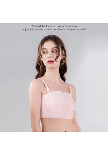 Vkemall Tam Pamuk Emzirme Bra - Elsiz Emziyet Pompası Uyumlu - Çelik Çember Yok - Geniş Kayışlı - Pembe - Tek Beden
