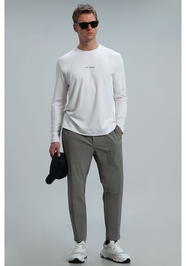 Lufian Moss Erkek Uzun Kol Tişört Kırık Beyaz 112020040100510 Ekru