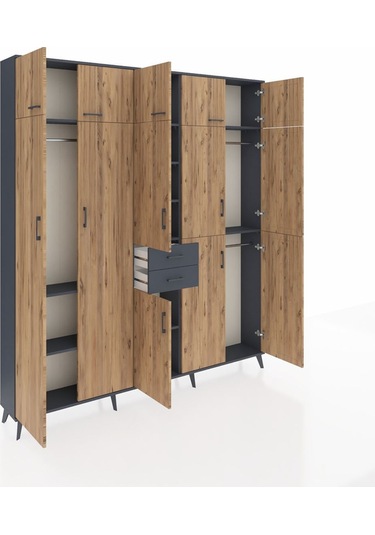 Arges Dolap 10 Raflı 2 Çekmeceli 3 Askılı 220x30x243 Antrasit-çam/antrasit Atlas Çam/antrasıt Arges Dolap 10 Raflı 2 Çekmeceli 3 Askılı 220x30x243 Antrasit-çam/antrasit Atlas Çam/antrasıt