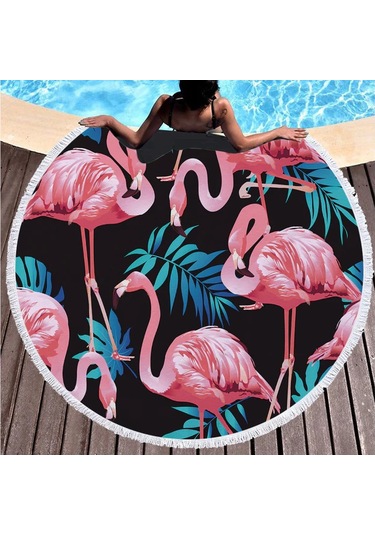 Geeksen Hızlı Kuruyan 3d Baskılı Çok Amaçlı Yuvarlak Plaj Havlusu - 60 İnç Diğer