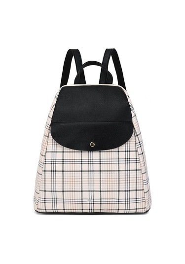 Geniş Kapasiteli Şık Ekose Desenli Okul Çantası - Dayanıklı Ve Ergonomik Sırt Çantası, Üniversiteli Ve Lise Öğrencileri İçin İdeal Siyah